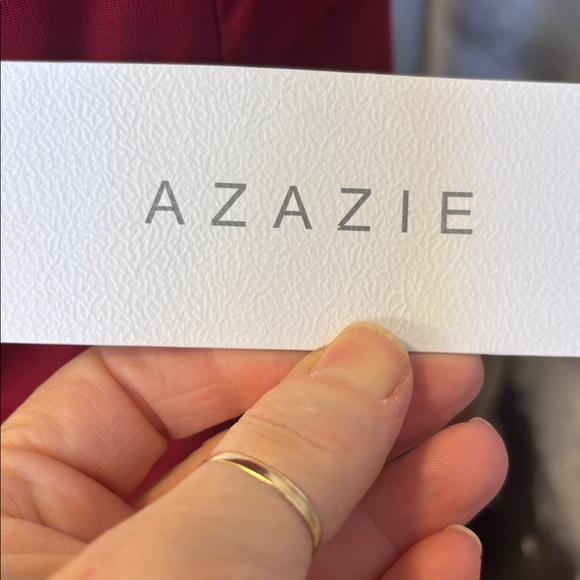 NWT Azazie Roya Stretch Burgundy V-Neck Pleated Dress - Picture 6 of 10